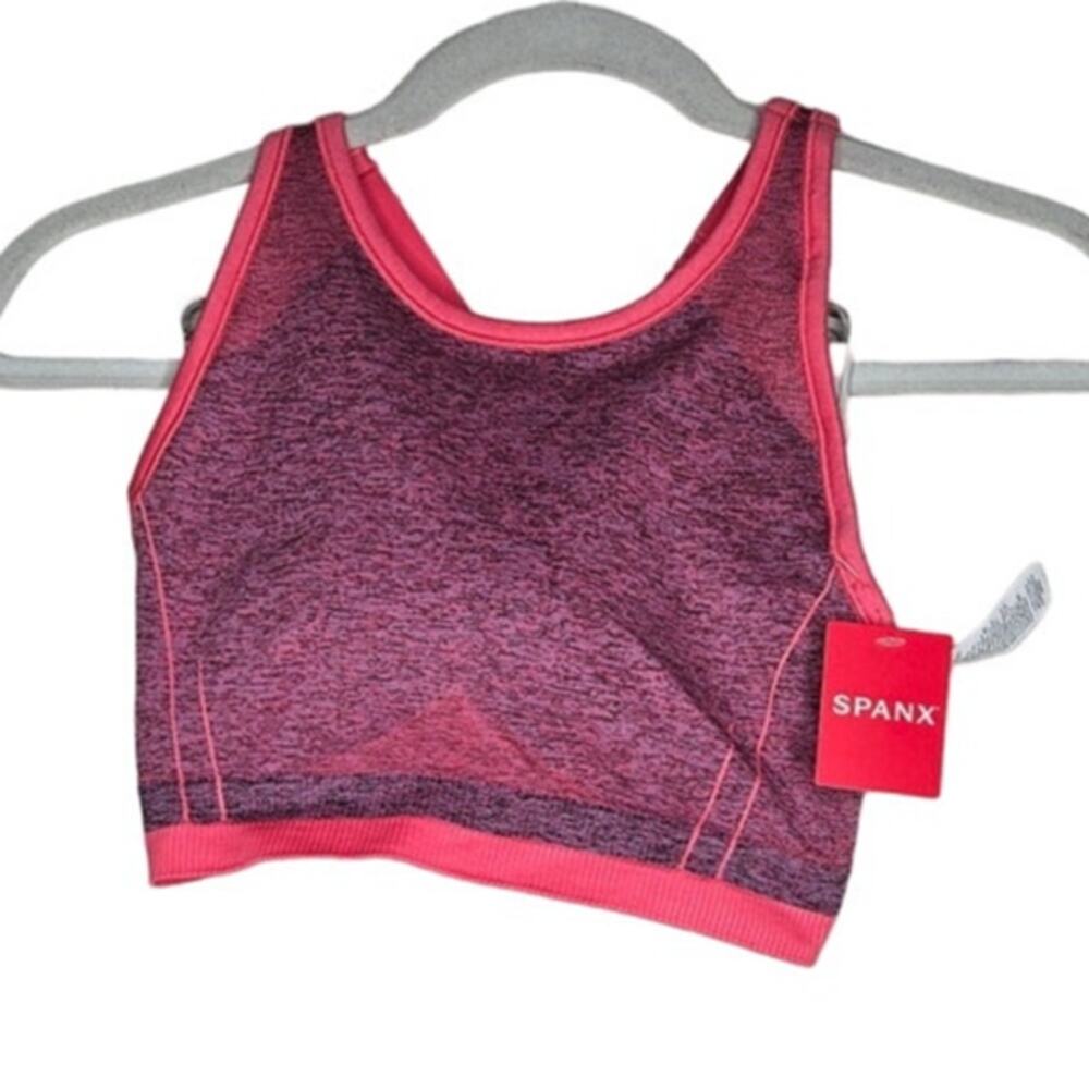 NEW Spanx S Seamless Sculpt Bra Pink Sports Bra Coverage Cross Back Gym